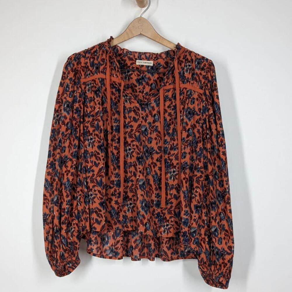 Ulla Johnson Jeanne Rosewood Long Sleeve Blouse Floral Cotton Size 0 Preowned - Picture 4 of 12